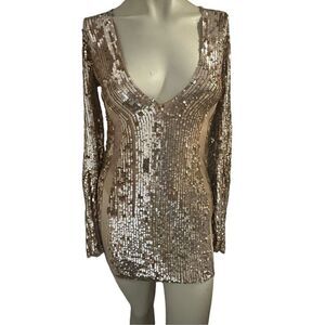 Lovers + Friends Women's Sequin Lux Mini Dress Gold Size Small